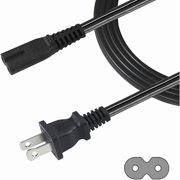 can TV Power Cord - 6FT 2 Prong Polarized Plug NEMA 1-15P to C7 Figure 8 Replacement Supply Cord 2 Slot Compatible with PS4/Speaker/Monitor (Black-18AWG) (6FT)