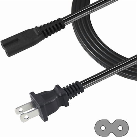 can TV Power Cord - 6FT 2 Prong Polarized Plug NEMA 1-15P to C7 Figure 8 Replacement Supply Cord 2 Slot Compatible with PS4/Speaker/Monitor (Black-18AWG) (6FT)