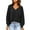 Black, variant on Women's Casual V-neck Long-sleeved Pullover Sweatshirt Fashion Solid Color Tunic Tops Loose Textured Shirts Blouses