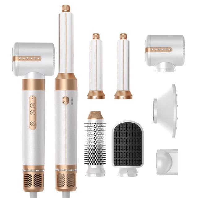 Set de secador de pelo ZCVTBYE 7 en 1, sistema de secado con aire acondicionado, blanco