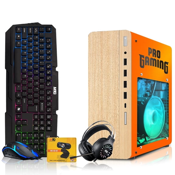 Restored HP Full Light Gaming PC Desktop Computer Phoenix AMD A10-9700, RX 550, 16GB RAM, 512GB SSD, RGB KBM with AI Copilot, WiFi, RGB Headphone, Webcam, Windows 11