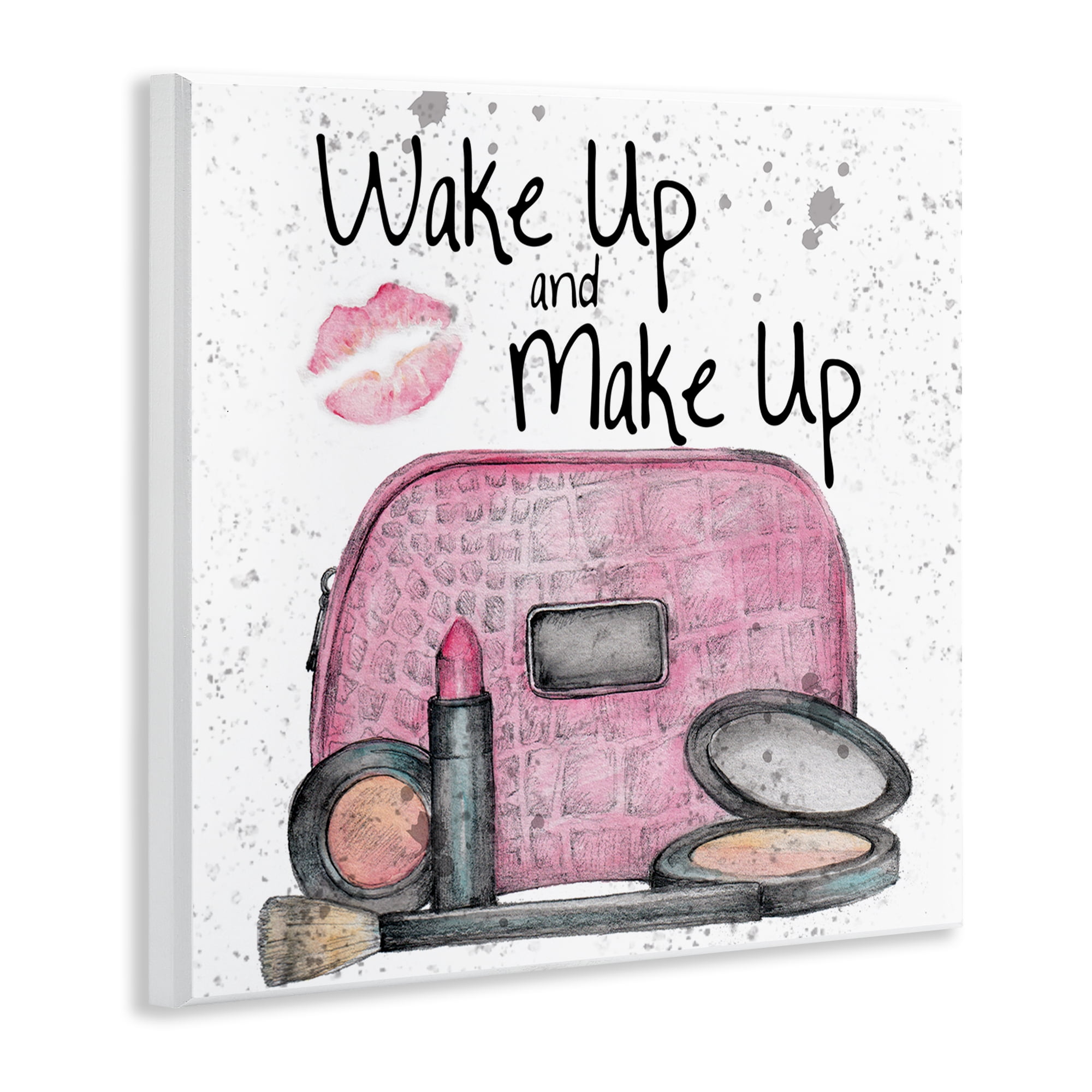 Stupell Industries Wake Up Makeup Phrase Beauty & Fashion Painting Unframed Art Print Wall Art, 12 x 12