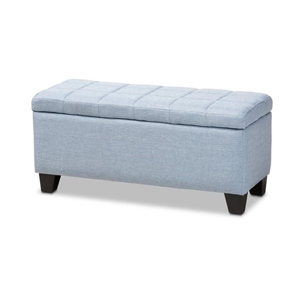 Bowery Hill Tufted Fabric Ottoman with Storage in Light Blue