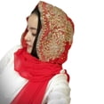 thumbnail image 2 of Yesbay Women Bead Decor Islam Muslim Ramadan Hijab Wrap Shawl Scarf Accessory,Head Scarf Red, 2 of 8