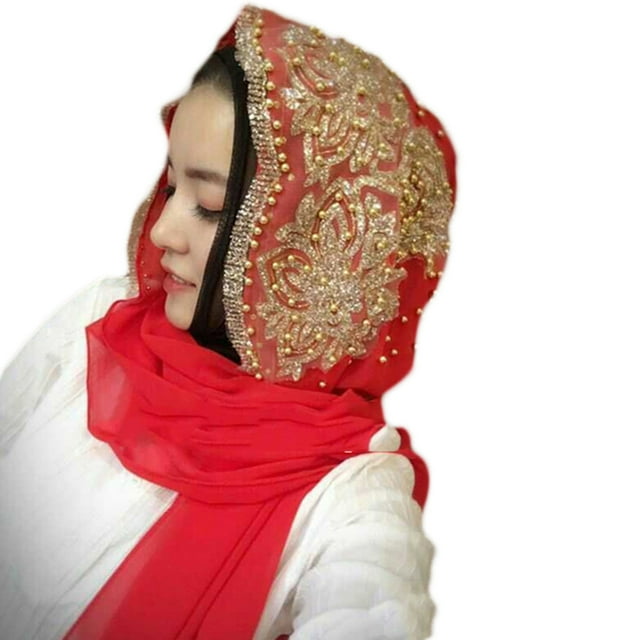 Trayknick Fashion Women Bead Decor Islam Muslim Ramadan Hijab Wrap Shawl Scarf Accessory