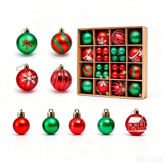 Christmas Ornaments Set,Christmas Ball Ornaments for Xmas Decorations - Plastic Decorative Hanging for Xmas Tree Decor