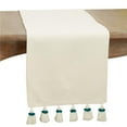 thumbnail image 1 of Saro Lifestyle Tasseled Design Table Runner 16’’ x 72’’ Cotton Teal, 1 of 1