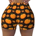 thumbnail image 2 of Balery Orange Pumpkin And Autumn Maple Pantalones cortos de entrenamiento estampados para mujer, sin costuras, ajustados, para gimnasio, yoga, correr, deportes, ejercicio activo, fitness.-Large, 2 of 8
