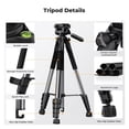 thumbnail image 5 of K&F CONCEPT Camera Tripod, 75" Lightweight Portable Travel Outdoor DSLR Tripods for Camera Phone Video Recording Tripod Stand, Cellphone Clip for Smartphone Live Streaming Vlog, Dark Grey, 5 of 9