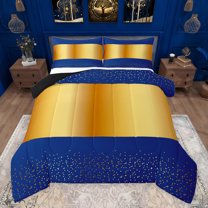 Castle Fairy Kids Teens Geometric Rectangle Stripes Bedding Comforter Set 2pcs,Minimalist Gold Polka Dots Twin Comforter Sets Microfiber,Vintage Aesthetic Breathable Bedding Set