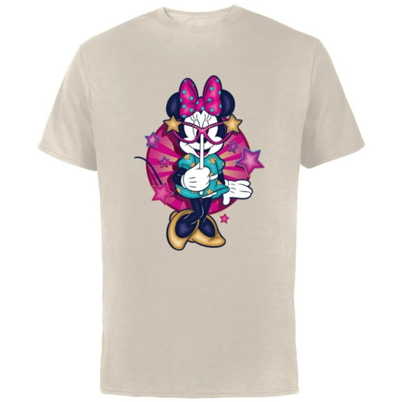 Disney Minnie Mouse Party Mask Mardi Gras Carnival Holiday - Short Sleeve Cotton T-Shirt for Adults - Customized-Natural