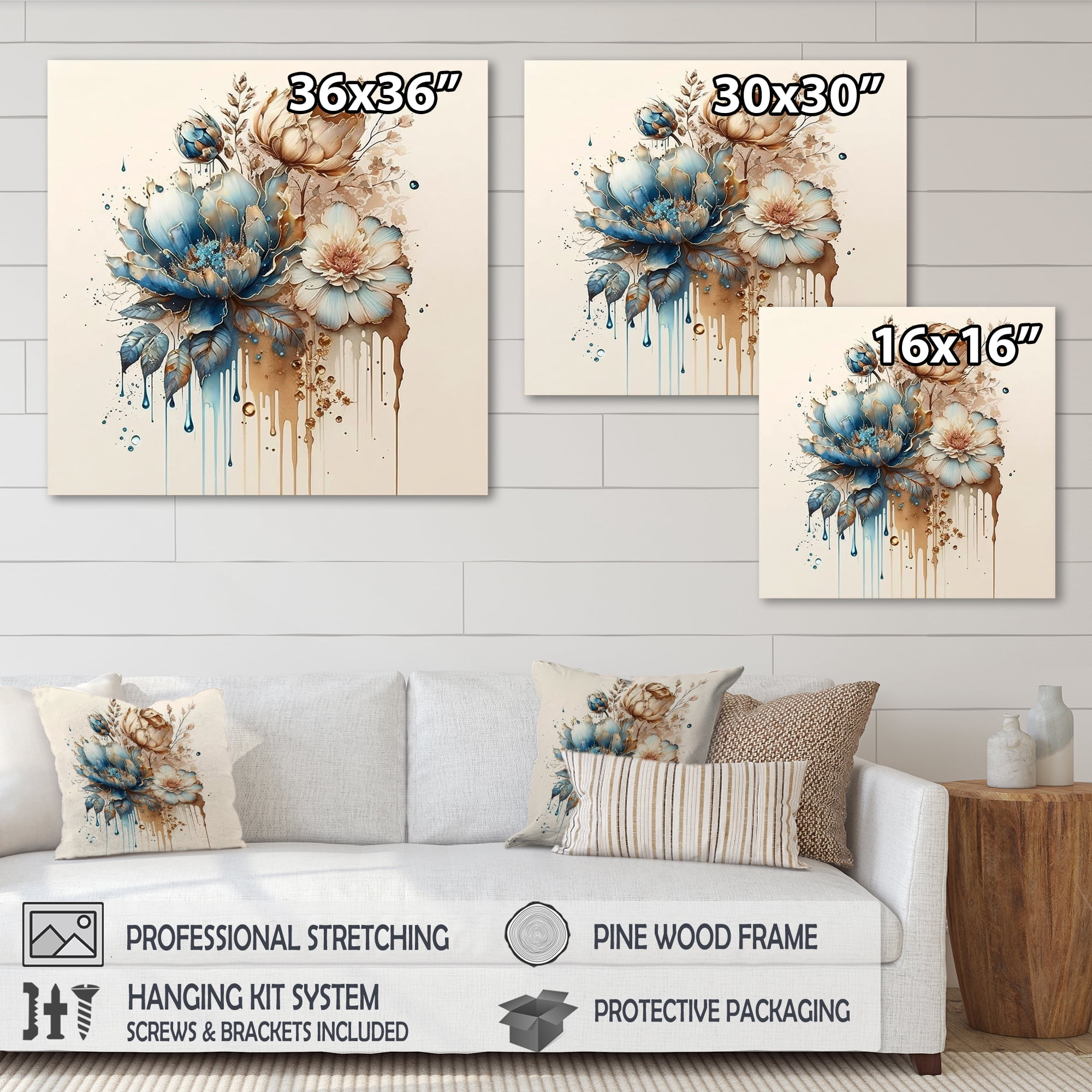 Designart Realistic Blooming Flowers III Canvas Wall Art