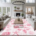 thumbnail image 4 of Pink Ocean Coastal Area Rug 6x9 FT, Non Slip Living Room Throw Carpet, Nautical Starfish Jellyfish Coral Washable Soft Large Floor Carpet Non-Shedding Rug for Bedroom Dining Room Play Room, 4 of 9