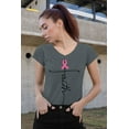 thumbnail image 2 of Breast Cancer Support Faith Cross Women's V-neck, S, Charcoal, 2 of 5