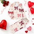 thumbnail image 2 of Annhoo Valentine's Day Womens Sets Long Sleeve Collar Cute Print Button Down Outfits with Pockets Fashion Clothes, 2 of 6