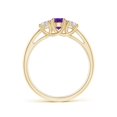 thumbnail image 2 of ANGARA Natural Three Stone Oval Amethyst and Half Moon Diamond Ring in 14K Yellow Gold for Women (Size-7x5mm) | February Birthstone, Anniversary, Jewelry Gift for Women | Natural Amethyst Ring, 2 of 8