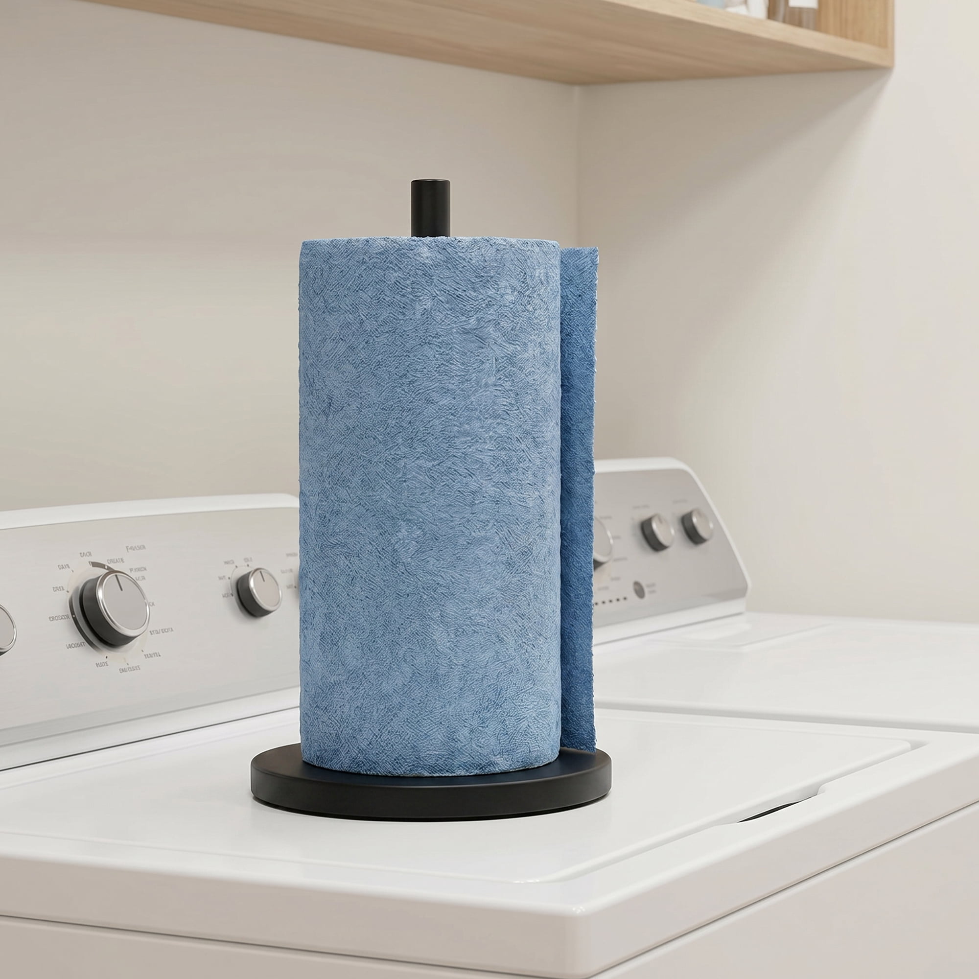 Unique Bargains Countertop Non Slip Base Dispenser Paper Towel Holder Black B 11.8x6.7inch