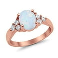thumbnail image 3 of Oval Accent Rose Tone Lab Created White Opal Ring 925 Sterling Silver Size 5, 3 of 6