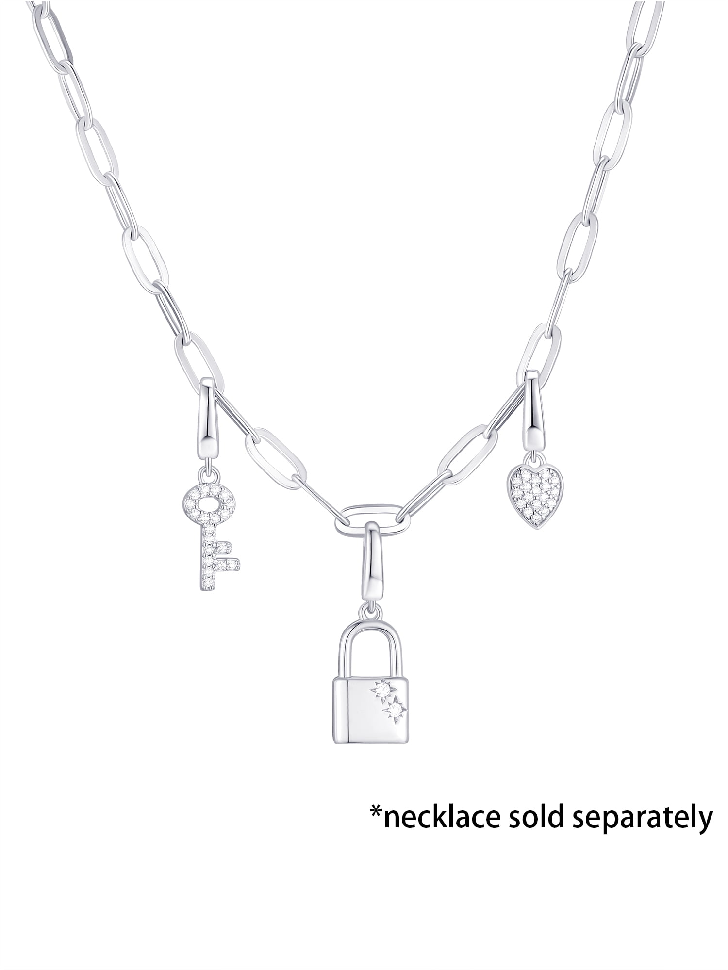 Brilliance Fine Jewelry Simulated Diamonds Key Lock Charm Set in Sterling Silver