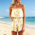 thumbnail image 3 of Jumpsuits for Women, Elegant Bandeau Rompers Sleeveless Floral Print Overalls High Waist Playsuits Shorts One Piece for Beach Coverups Holiday, 3 of 5
