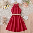 thumbnail image 4 of ZHUASHUM dresses for teens Toddler Girls Sleeveless Solid Color Elegance Dance Party Dresses newborn easter clothes Red,Size:10-11 Years, 4 of 7