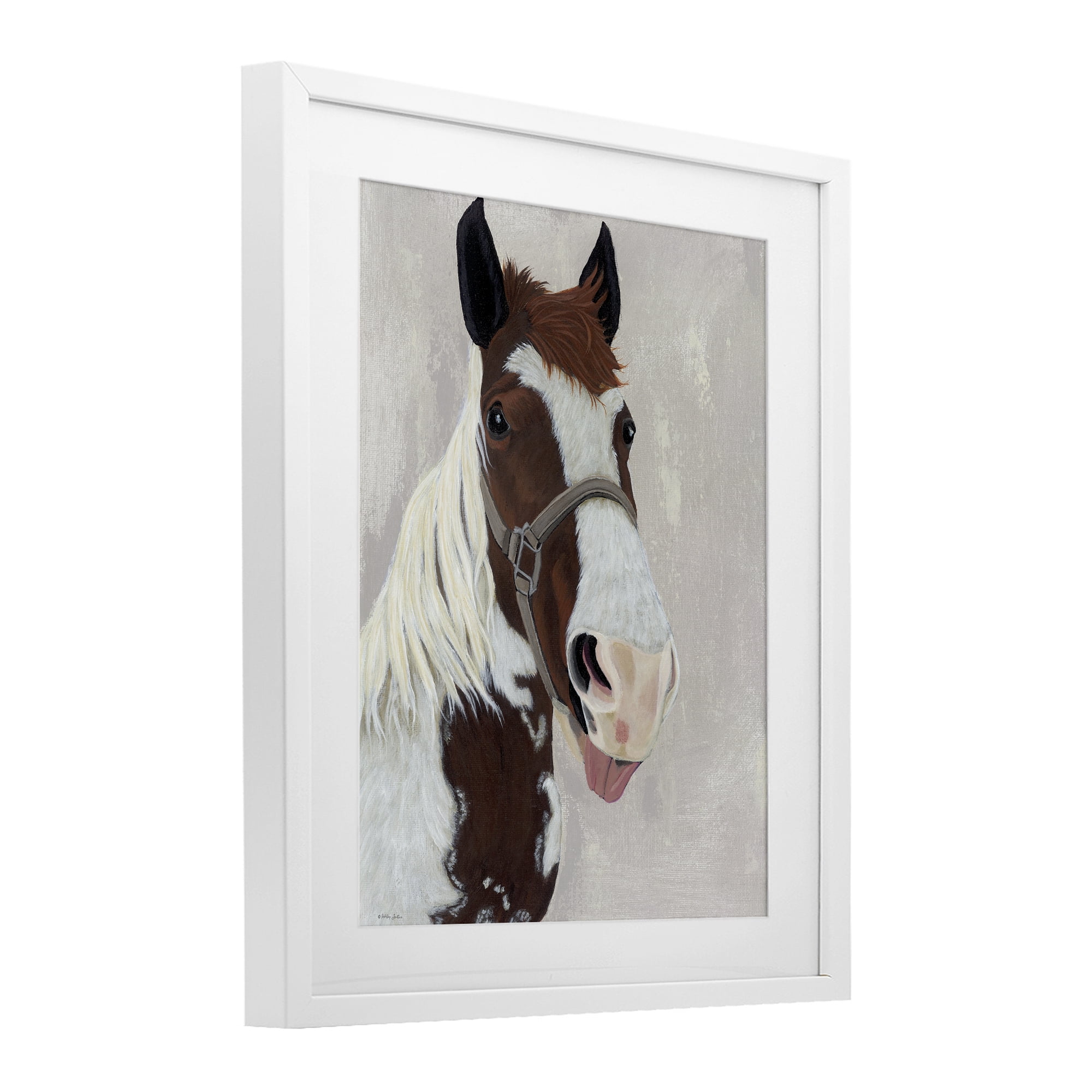 Stupell Industries Henry Horse Funny Tongue White Framed Print Under Glass, design by Ashley Justice