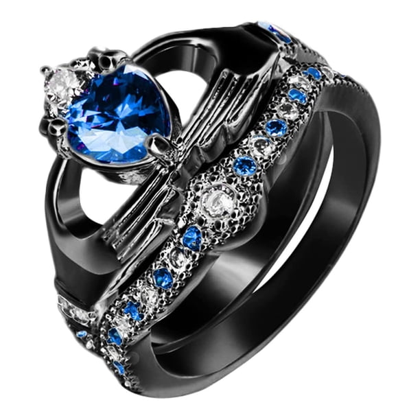 Anillo de piedra blanca Anillo de corte de lujo hecho a mano, Anillo de joyería de mano con corona en forma de corazón, Anillo de banda de boda para mujer, Compromiso de boda Wmkox8yii fajkfhkj3032
