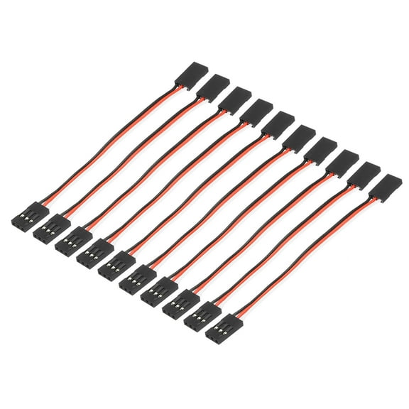 10Pcs 3-Pin Servo Extension Cable Cord Connector Wire Male to Male 3.94inch 26AWG 30-Cores Servo Receiver Wire