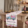 thumbnail image 2 of Table Runners 120 Inches Long Dress Scarves, Spring Farmhouse Coffee/Dining/Kitchen Table Runner for Living Room, Truck Botanical Rose Leaves Butterfly Pink Lattice 13x120 Inch, 2 of 9
