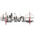 thumbnail image 3 of Tillmon, Avery 18x11 Black Modern Framed Museum Art Print Titled - Bridge and Skyline Red, 3 of 5