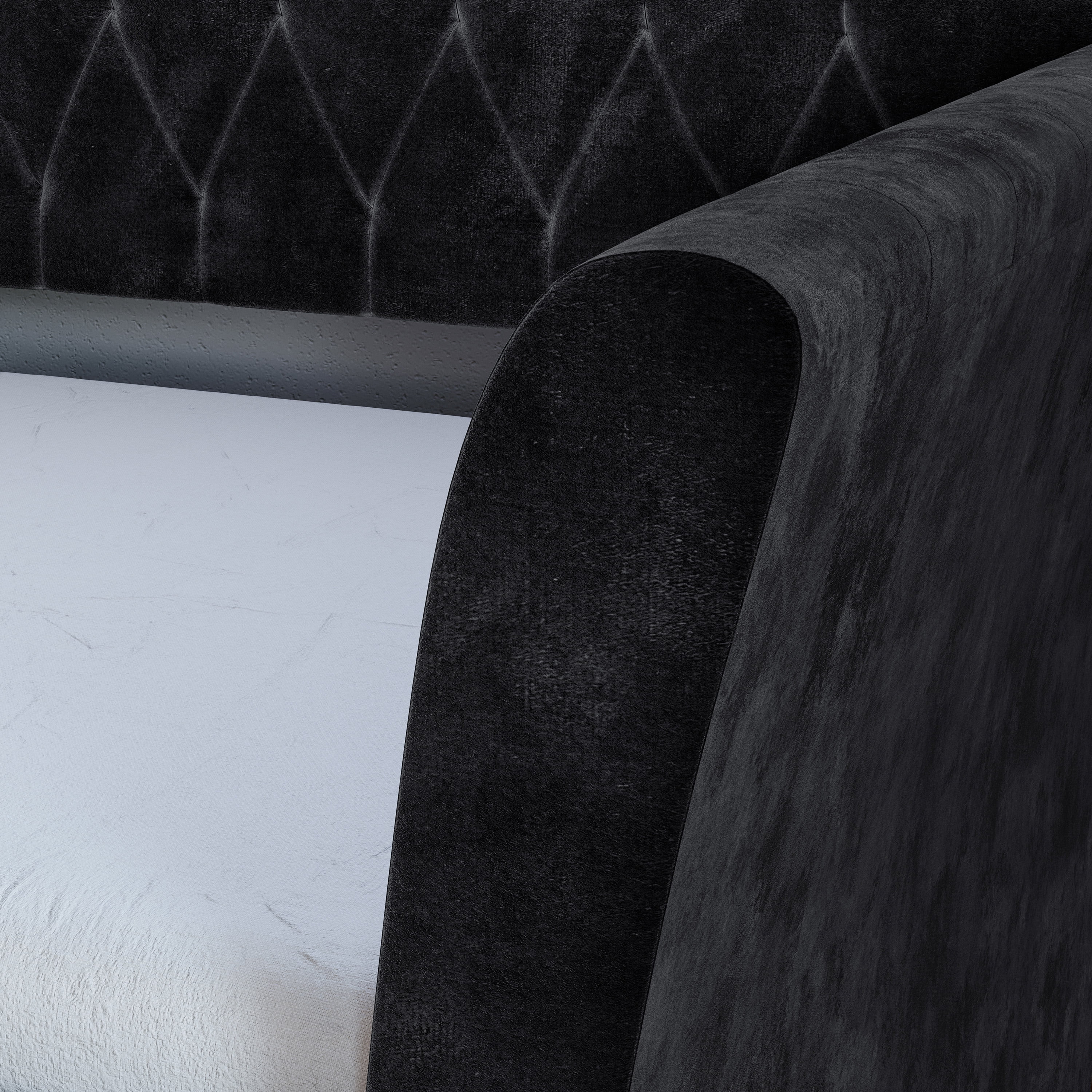 Boyd Sleep Kendal Black Tufted Velour Daybed with Trundle Bed, Twin