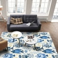 thumbnail image 3 of Area Rugs Indoor Non-Slip Rectangle Rug 5x8 Ft Tropical Marine Life Watercolor Blue Fish Coral Rug Rubber Backing Floor Mats Non Shedding Home Decor Carpet for Entryway Living Room, 3 of 8