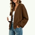 thumbnail image 5 of SBYOJLPB Women Tops Solid Color V-Neck Zipper Pocket Long Sleeves Tops Jacket Coat, 5 of 5