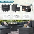 thumbnail image 4 of RADIATA® Large Rattan Patio Furniture Set with Fire Pit Table Plastic Wicker Chaise Lounge Chairs Sets Grey Outdoor Sectional with Firepit 8 Seater Modern Conversation Sets for 8 Person for Pool, 4 of 9