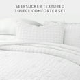 thumbnail image 5 of Noble Linens 3 Piece Seersucker Textured All Season Down-Alternative Comforter Set, White, King/Cal-King, 5 of 15
