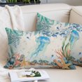 thumbnail image 2 of Jellyfish Coastal Throw Pillow Covers, Summer Nautical Starfish Coral Beige Soft Breathable Pillow Cases with Invisible Zipper for Sleeping, Toddler Pillowcases for Couch Bed Sofa Chair 12x20 Inches, 2 of 9