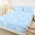 thumbnail image 3 of Feelyou Princess Cute Ribbon Twin Sheet Sets for Teen, Kawaii Love Heart Twin Fitted Sheet, Cartoon Bowknot Theme Flat Sheet, Breathable Home Decor, 3-Piece, 3 of 7