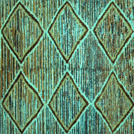 Ahgly Company Machine Washable Indoor Square Abstract Turquoise Blue Contemporary Area Rugs, 8' Square