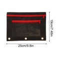 thumbnail image 3 of Three Hole Cloth Pencil Case Double Layer Mesh Large Capacity Zipper, 3 of 5