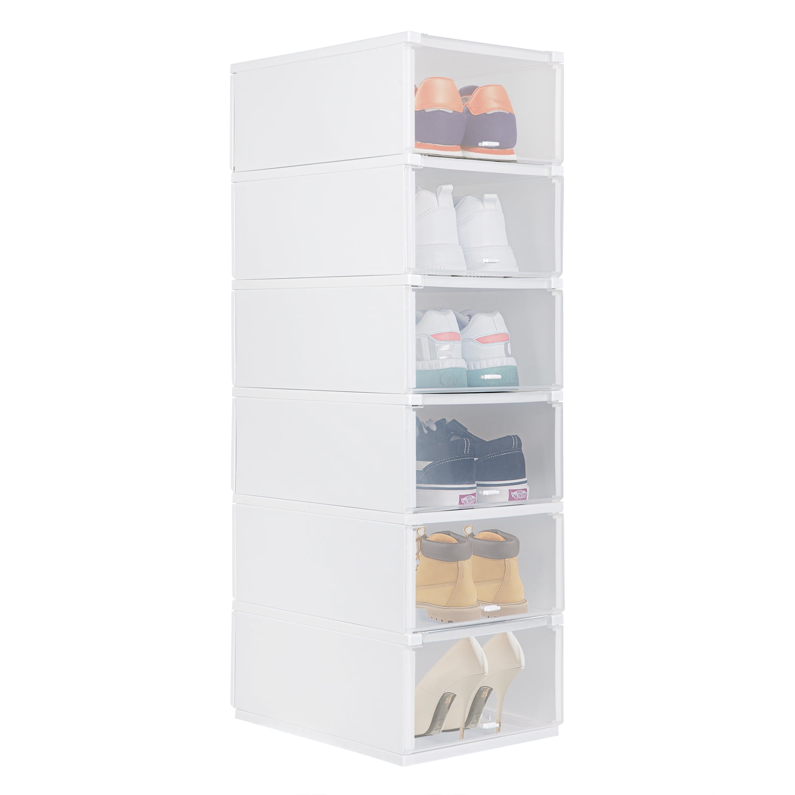 Shoe Box,6 Pack Stackable Shoe Storage Boxes,Clear Shoe Organizer