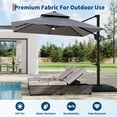 thumbnail image 2 of Danolapsi 10ft Cantilever Patio Umbrella with Base Included, 360 Rotation Double Top Rectangle Offset Patio Umbrella with Solar Lights and 8 Steel Ribs, for Backyard, Deck & Pool, 2 of 7