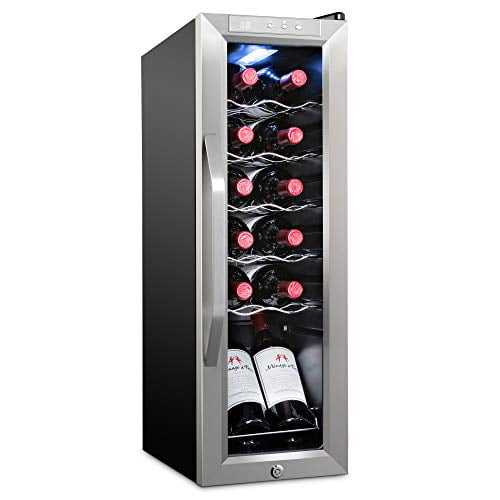 Refroidisseur à vin à compresseur Ivation 12 bouteilles avec serrure, Grande cave à vin autonome pour vin rouge, blanc, champagne ou mousseux
