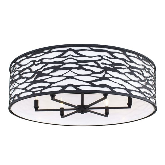 348S06CB-Varaluz Lighting-Kato 6-Light Semi-Flush in Second Nature Style 10.5 Inches Tall and 30 Wide-Carbon Finish