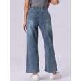 thumbnail image 3 of DARING DIVA Women's Wide High Waisted Stretchy Jeans Buttoned Denim Pants S Gray Blue, 3 of 6