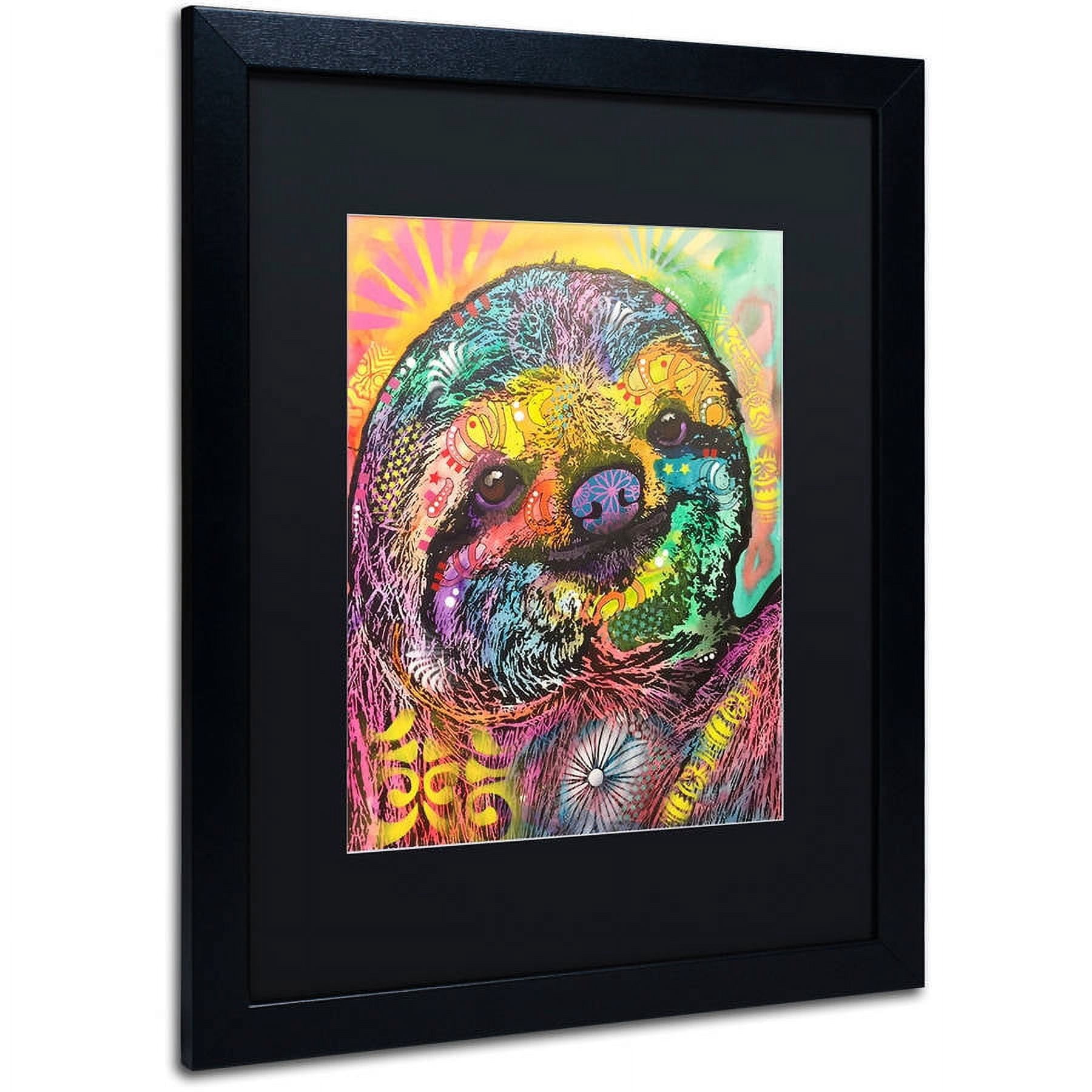Trademark Fine Art "Sloth" Canvas Art by Dean Russo, Black Matte, Black Frame