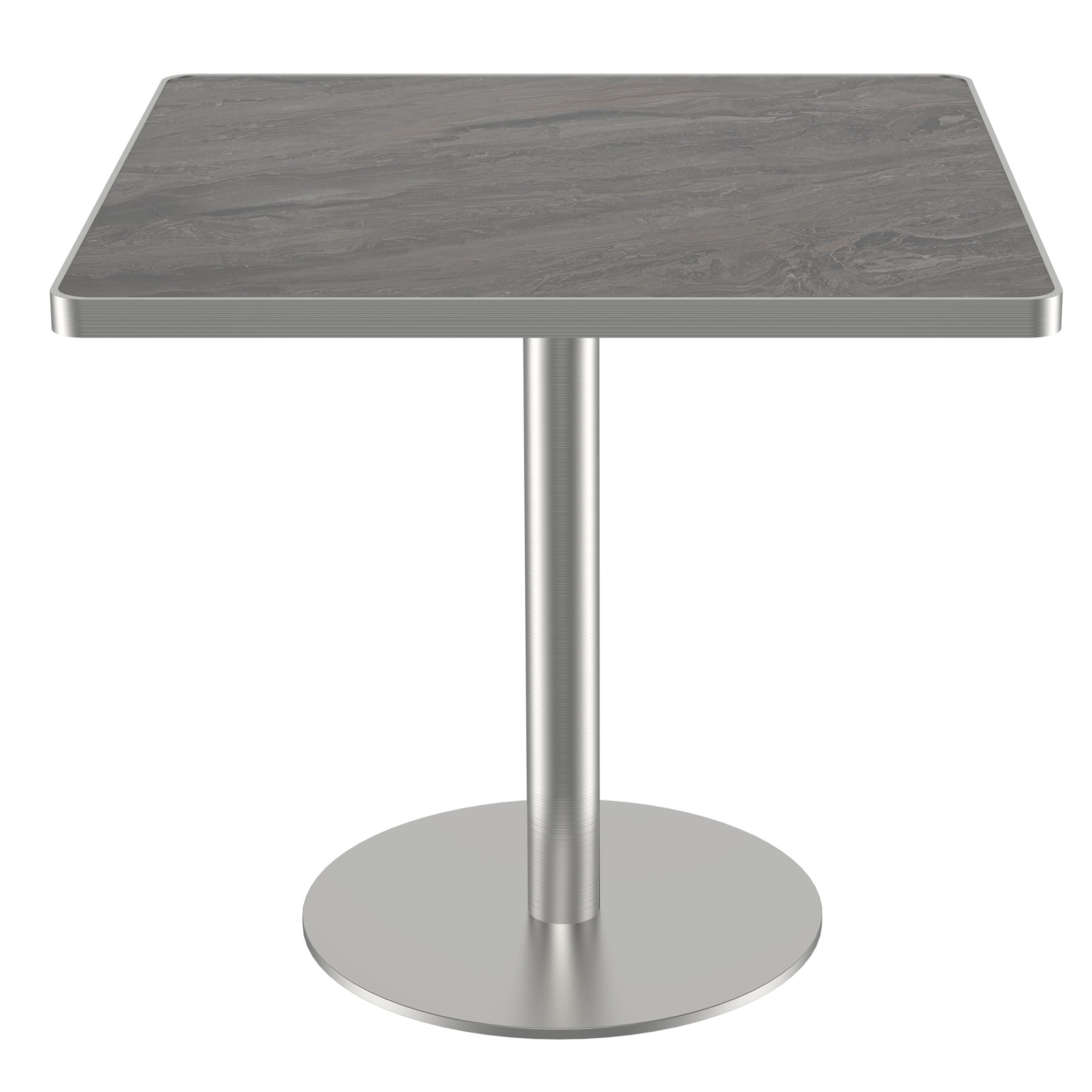 Noble House 31.5" Square Dining Table with Faux Marble Top, Luxury Bistro Table with Stainless Steel Legs, Gray & Silver