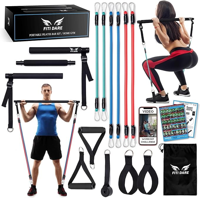Adjustable Multifunctional Pilates Bar Kit with Resistance Bands Portable Home Gym for Full Body Workouts Walmart
