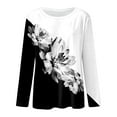 thumbnail image 4 of AMERTEER Femmes Quotidien Tops Imprimer Manches Longues Confortable Couleur Bloc Chemisier Tops Casual Manches Longues Tunique Col Rond Pull-Over Chemises, 4 of 4