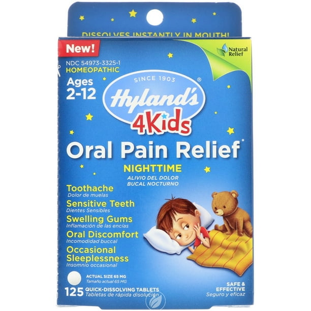 Kids Oral Pain Relief Nighttime 125 Tabs by Hylands, Pack of 2