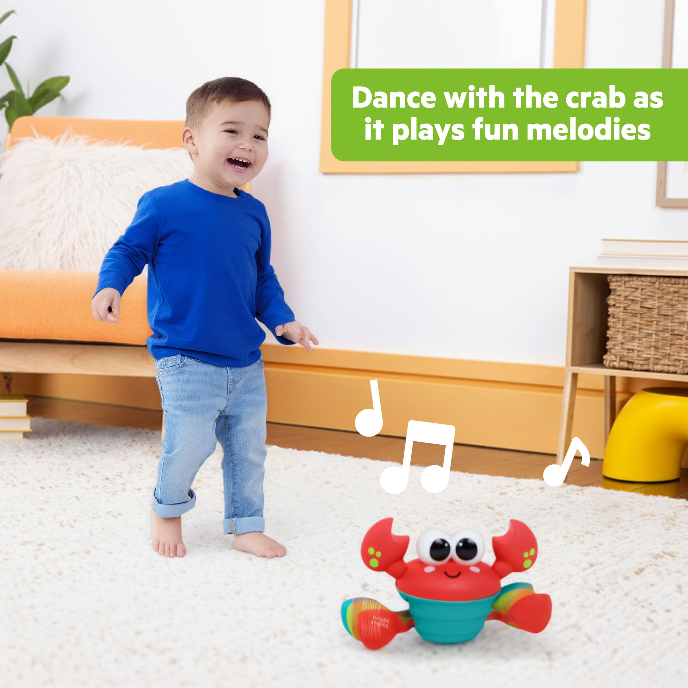 Bright Starts Rockin’ Crawling Crab Interactive Musical Baby Toy, Red, Unisex, Infant